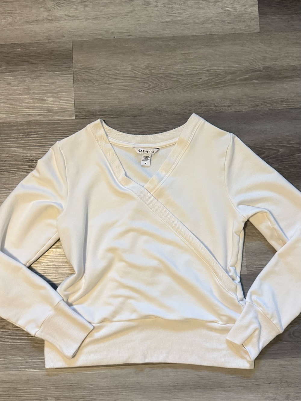 Athleta Cream Wrap-Front Pullover Hoodie
